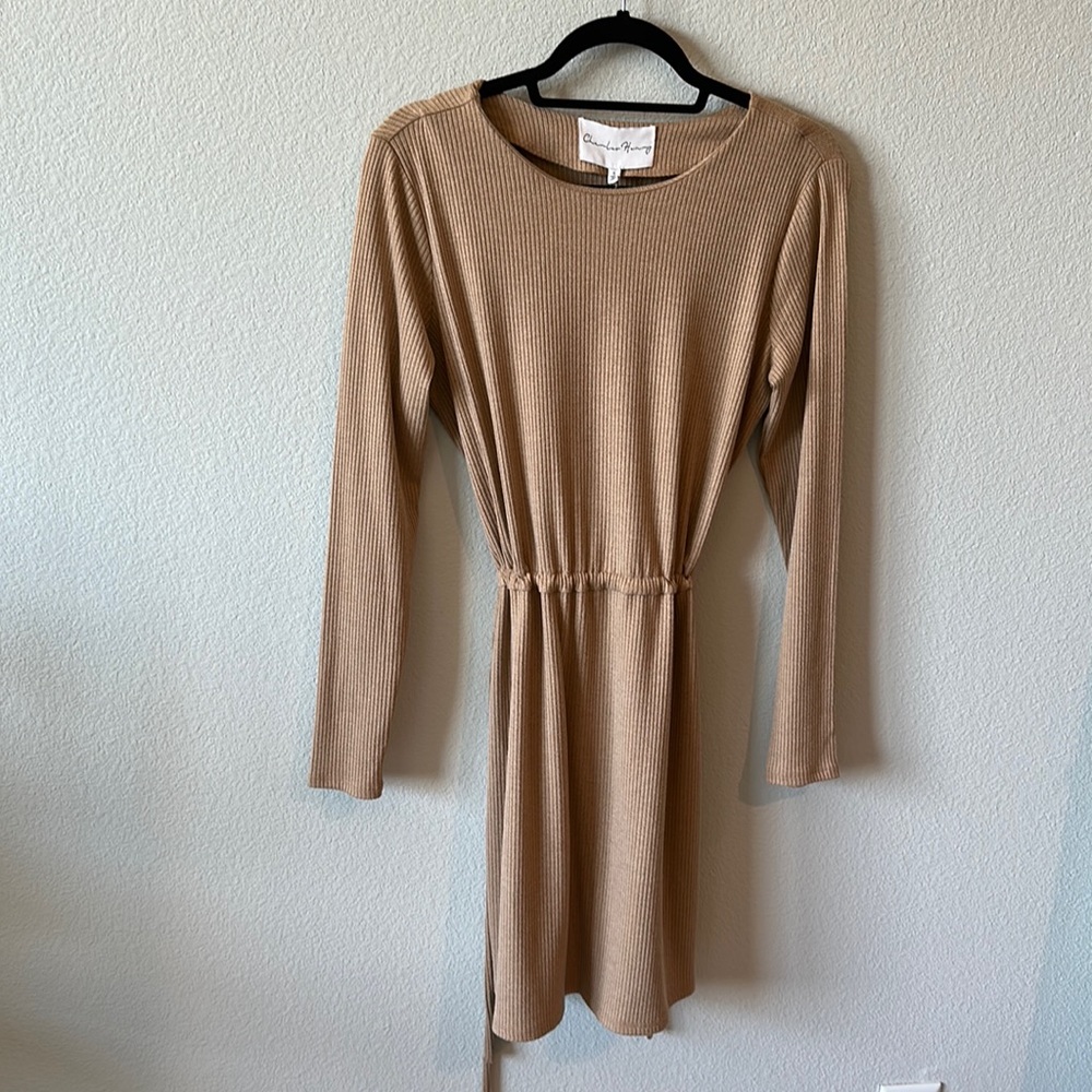 Charles Henry Tan Sweater Dress